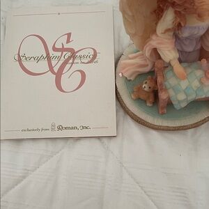 Seraphine Angel Figurine with Teddy Bear - Pink and Blue